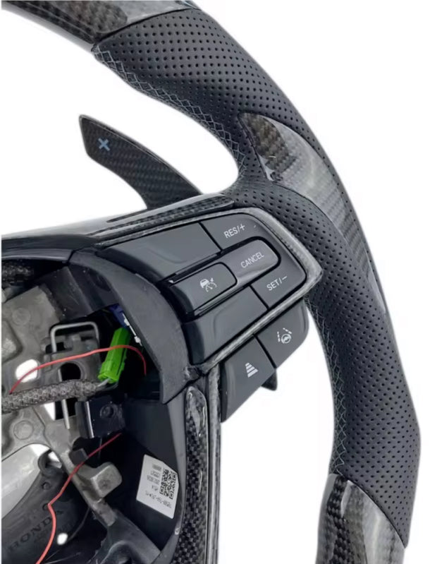 2018-2022 Honda Accord Carbon
Fiber Leather LED Steering Wheel W/ Carbon Fiber Paddle Shifters