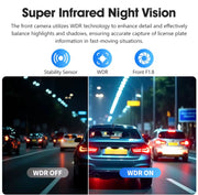 3 Channel WiFi Dash Cam 4K Video Recorder (Front 4k , Cabin 2k & Rear 1080p)